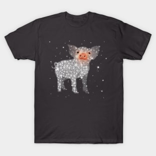 Cute Pig Snow Flower. T-Shirt